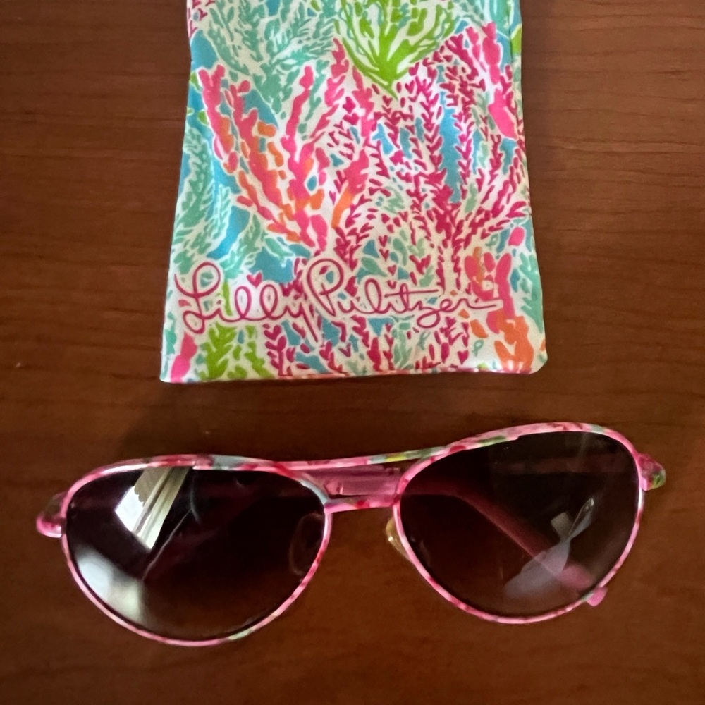 Lilly Pulitzer print all over wire frame Sunglasses Shades Eyewear Glasses